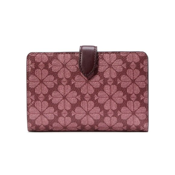 New Kate Spade Spade Flower Medium Compact Bifold Wallet Logo Grenache Multi - Picture 3 of 3